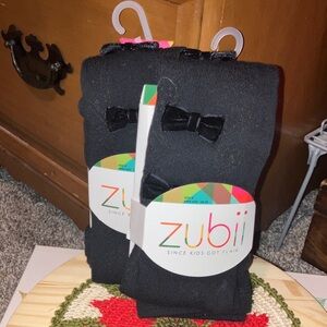 Black Kids Tights with Bow Accent Size 6 New Set Of 2